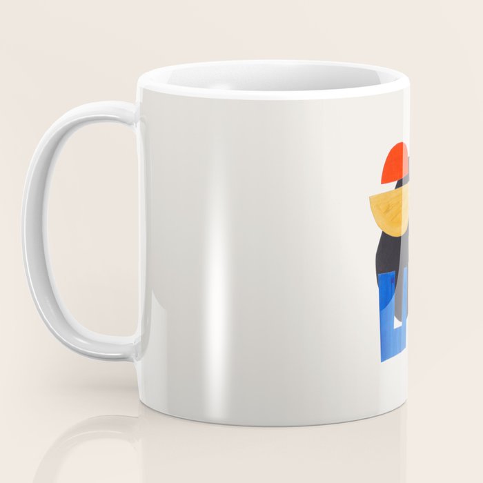 Minimalist Modern Mid Century Funky Colorful Primary Shapes Paper Collage by Ejaaz Haniff Coffee Mug Gallery Image 3