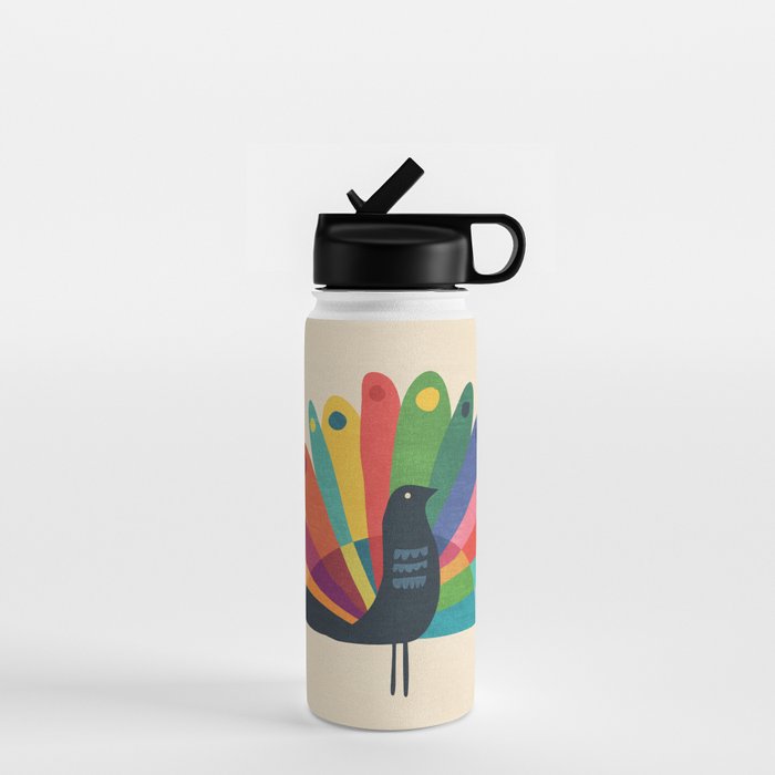 Whimsical Peacok Water Bottle Gallery Image 1