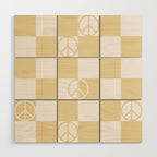 Checkered Peace Sign (Sand Color) Wood Wall Art Gallery Image 1
