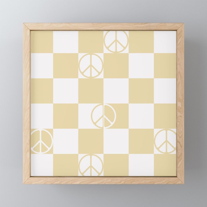 Checkered Peace Sign (Sand Color) Mini Art Print Gallery Image 1