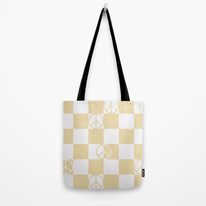 Checkered Peace Sign (Sand Color) Tote Bag Gallery Image 2