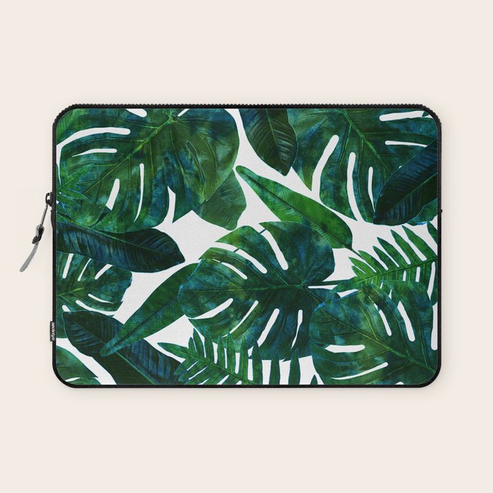 Tropical Nature Monstera Watercolor Painting, Botanical Jungle Dark Palm Illustration Laptop Sleeve Gallery Image 1
