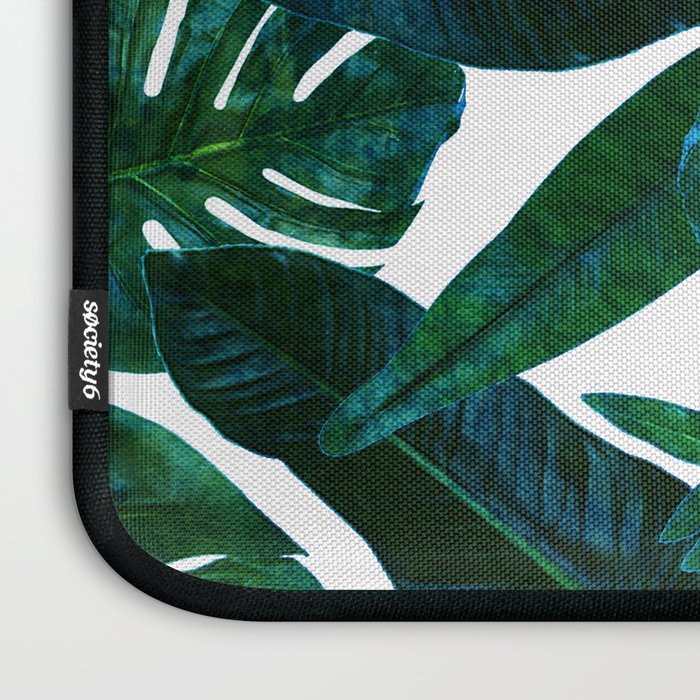 Tropical Nature Monstera Watercolor Painting, Botanical Jungle Dark Palm Illustration Laptop Sleeve Gallery Image 3