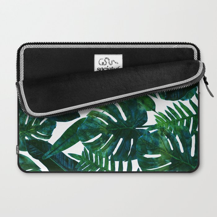 Tropical Nature Monstera Watercolor Painting, Botanical Jungle Dark Palm Illustration Laptop Sleeve Gallery Image 2