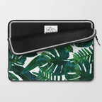 Tropical Nature Monstera Watercolor Painting, Botanical Jungle Dark Palm Illustration Laptop Sleeve Gallery Image 2