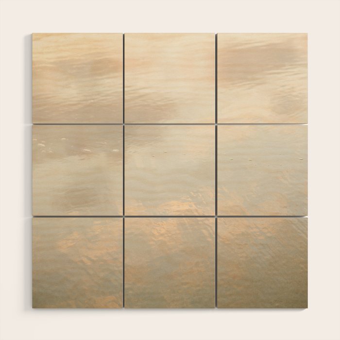 Mirror in the sand | Clouds mirrored on the beach during sunrise | New zealand photo art Wood Wall Art Gallery Image 1