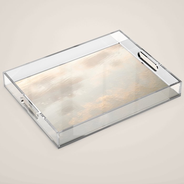 Mirror in the sand | Clouds mirrored on the beach during sunrise | New zealand photo art Acrylic Tray Gallery Image 1