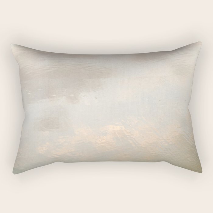 Mirror in the sand | Clouds mirrored on the beach during sunrise | New zealand photo art Rectangular Pillow Gallery Image 1