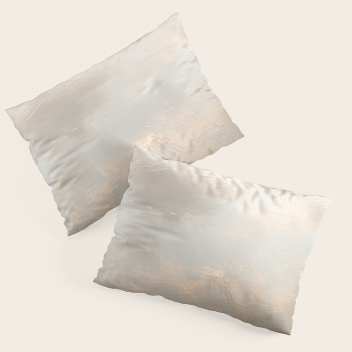 Mirror in the sand | Clouds mirrored on the beach during sunrise | New zealand photo art Pillow Sham Gallery Image 1
