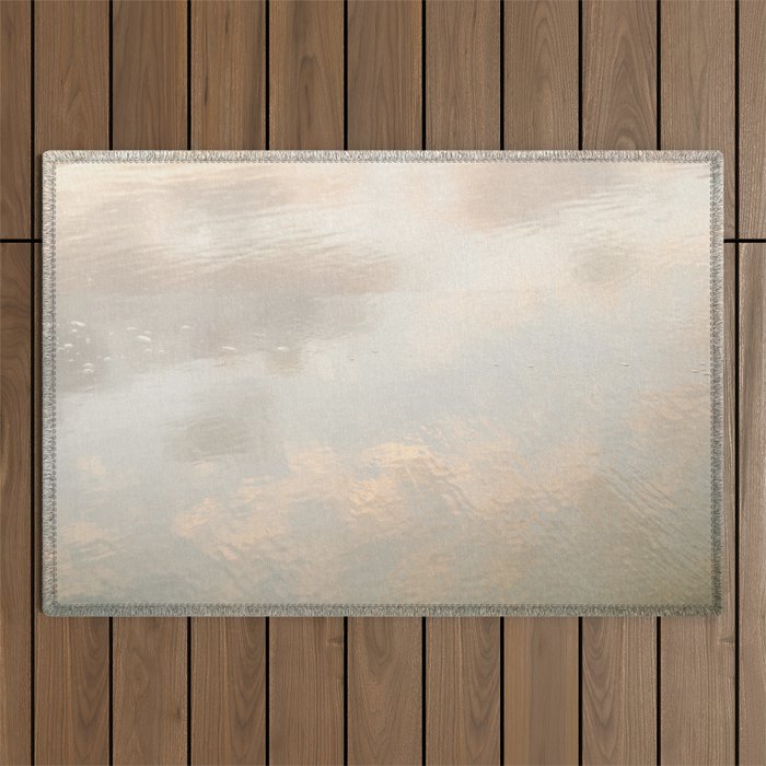 Mirror in the sand | Clouds mirrored on the beach during sunrise | New zealand photo art Outdoor Rug Gallery Image 1