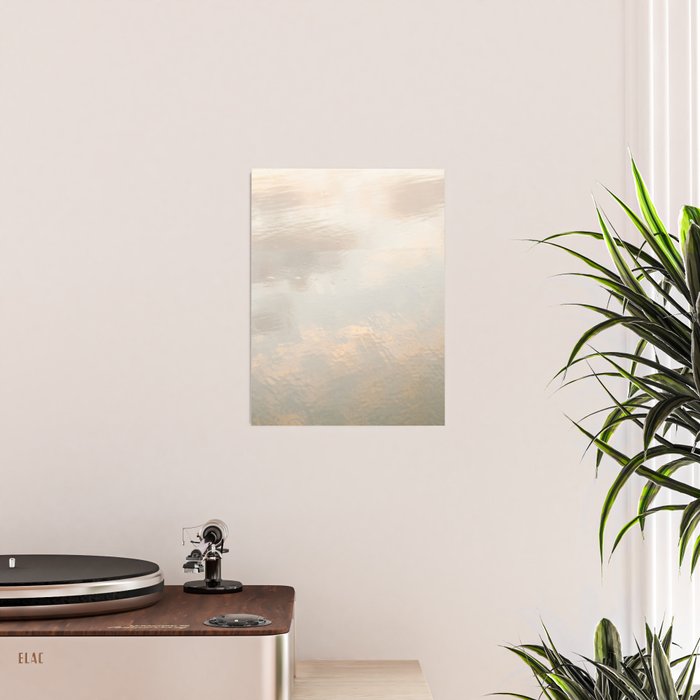 Mirror in the sand | Clouds mirrored on the beach during sunrise | New zealand photo art Poster Gallery Image 2