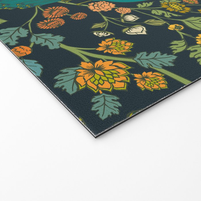 Peacock Garden Midnight Wonderland Chinoiserie Welcome Mat Gallery Image 2