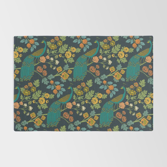 Peacock Garden Midnight Wonderland Chinoiserie Rug Gallery Image 2
