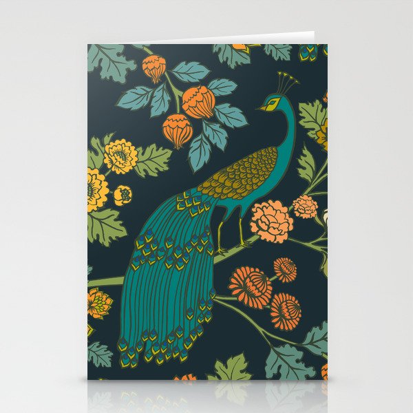 Peacock Garden Midnight Wonderland Chinoiserie Stationery Card Gallery Image 2