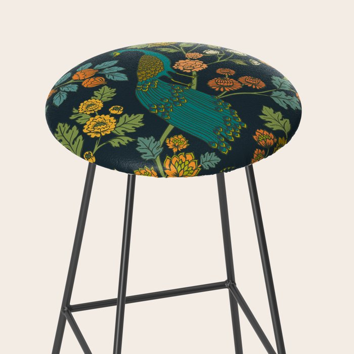 Peacock Garden Midnight Wonderland Chinoiserie Stool Gallery Image 2