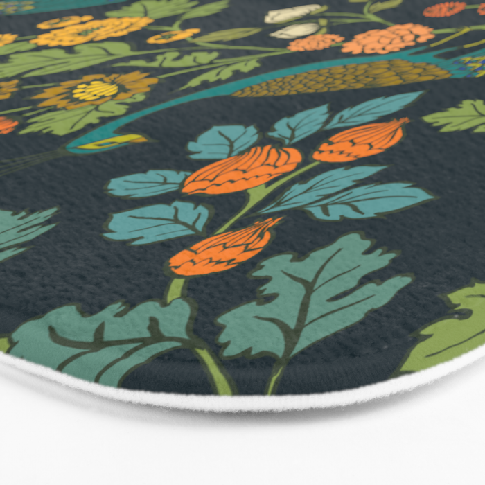 Peacock Garden Midnight Wonderland Chinoiserie Bath Mat Gallery Image 3