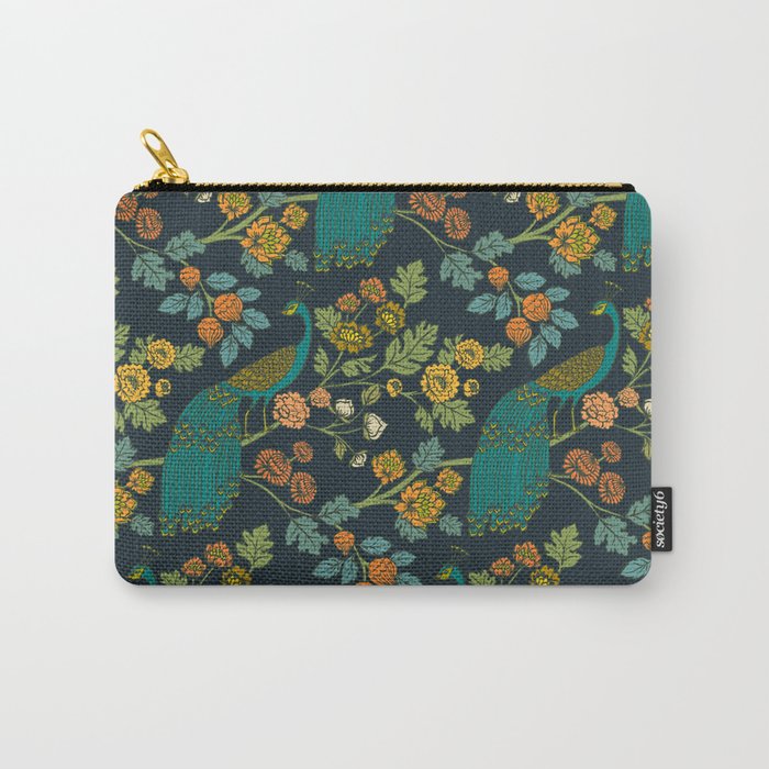 Peacock Garden Midnight Wonderland Chinoiserie Carry All Pouch Gallery Image 1