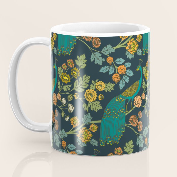 Peacock Garden Midnight Wonderland Chinoiserie Coffee Mug Gallery Image 3