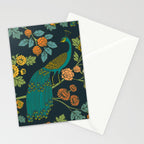 Peacock Garden Midnight Wonderland Chinoiserie Stationery Card Gallery Image 2
