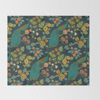 Peacock Garden Midnight Wonderland Chinoiserie Throw Blanket Gallery Image 2