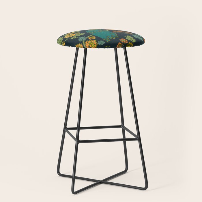 Peacock Garden Midnight Wonderland Chinoiserie Stool Gallery Image 1