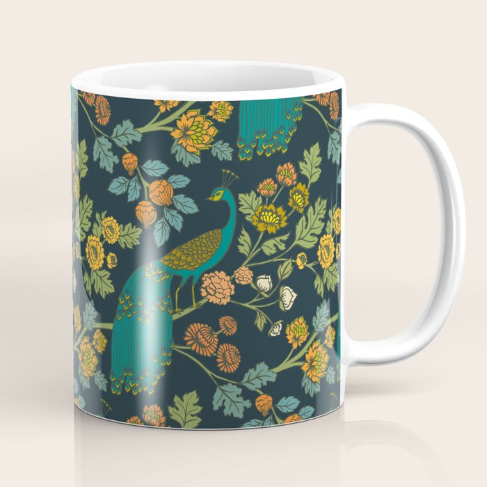 Peacock Garden Midnight Wonderland Chinoiserie Coffee Mug Gallery Image 1
