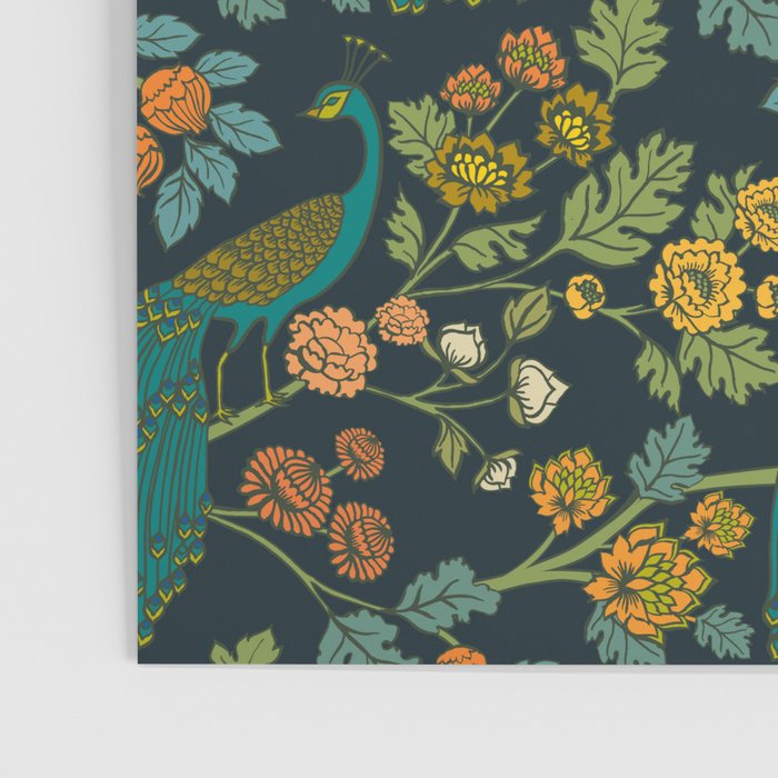 Peacock Garden Midnight Wonderland Chinoiserie Poster Gallery Image 3