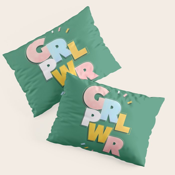 GIRL POWER - green Pillow Sham Gallery Image 3
