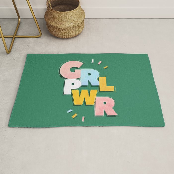 GIRL POWER - green Rug Gallery Image 1