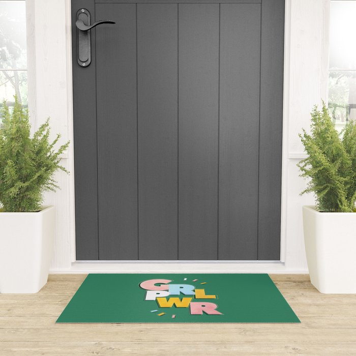 GIRL POWER - green Welcome Mat Gallery Image 3