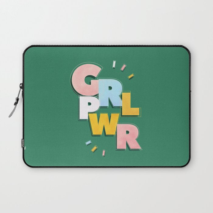 GIRL POWER - green Laptop Sleeve Gallery Image 1
