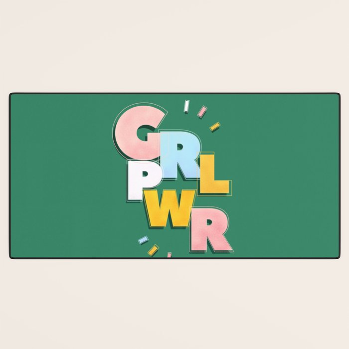 GIRL POWER - green Desk Mat Gallery Image 3