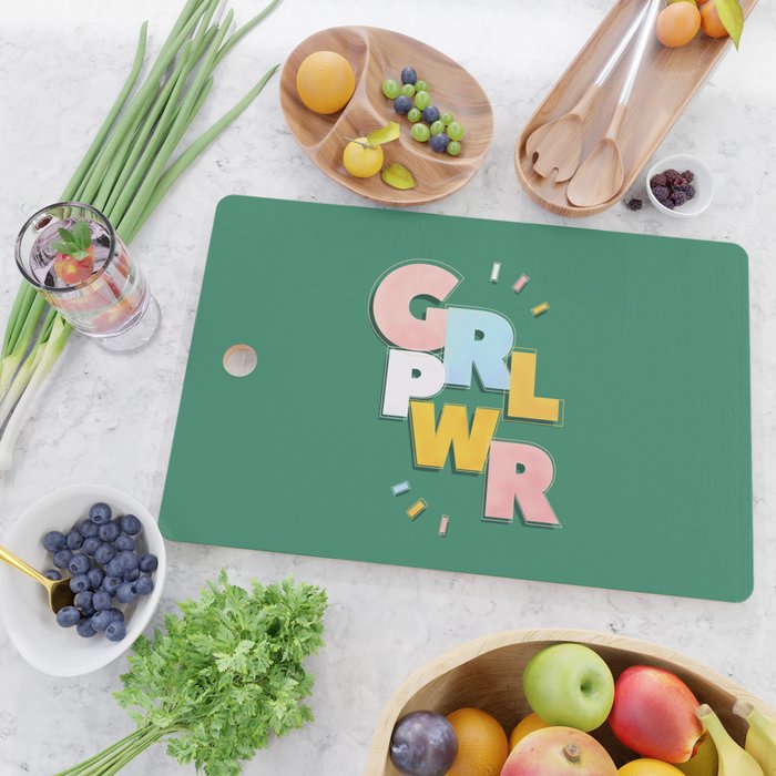 GIRL POWER - green Cutting Board Gallery Image 2
