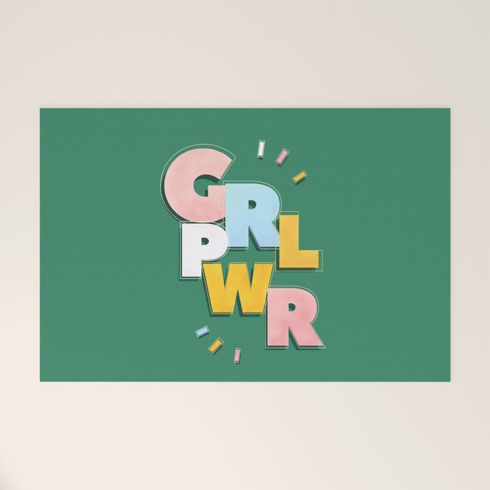 GIRL POWER - green Welcome Mat Gallery Image 1