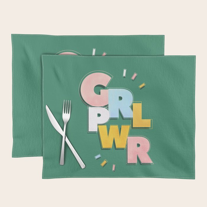GIRL POWER - green Placemat Gallery Image 1