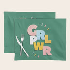 GIRL POWER - green Placemat Gallery Image 1