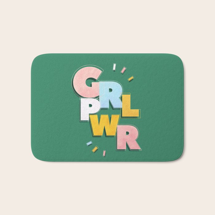 GIRL POWER - green Bath Mat Gallery Image 1