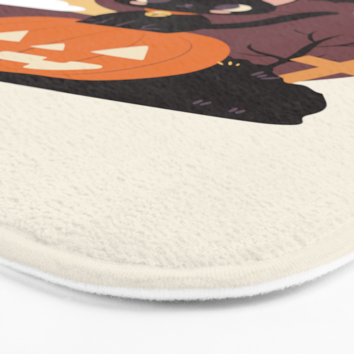 Spooky Cat on a Pumpkin Bath Mat Gallery Image 3
