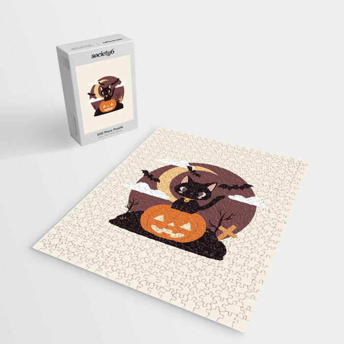 Spooky Cat on a Pumpkin Jigsaw Puzzle Gallery Image 2