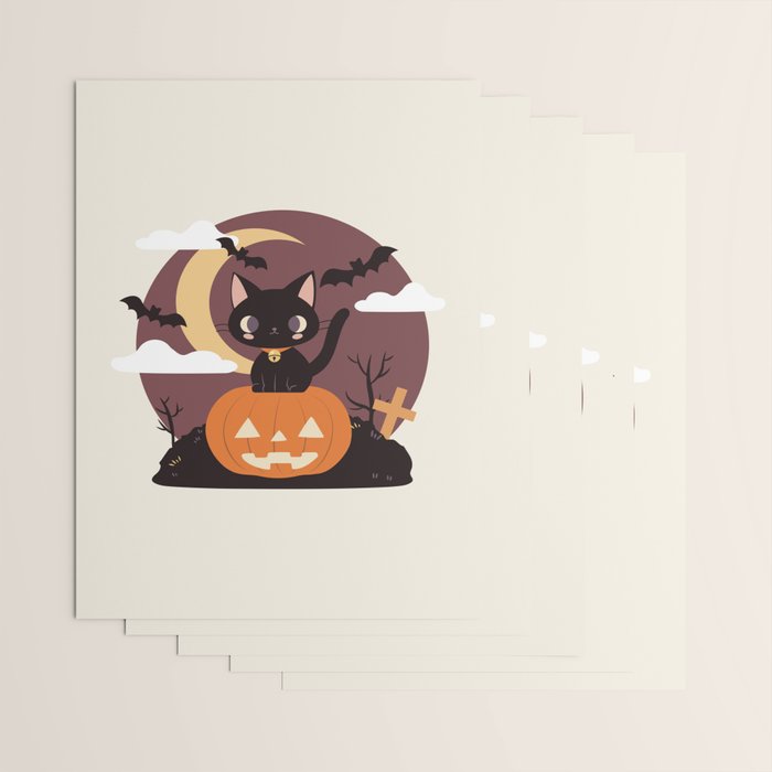 Spooky Cat on a Pumpkin Wrapping Paper Gallery Image 3