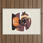 Spooky Cat on a Pumpkin Outdoor Rug Gallery Image 1