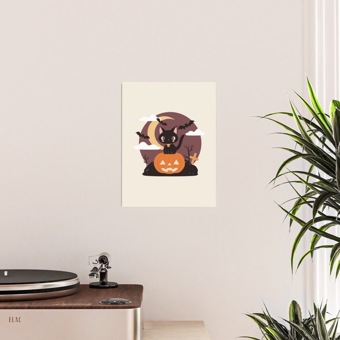 Spooky Cat on a Pumpkin Poster Gallery Image 2