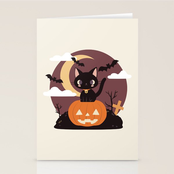 Spooky Cat on a Pumpkin Stationery Card Gallery Image 2