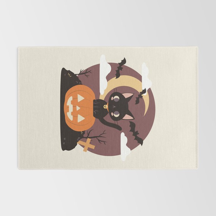 Spooky Cat on a Pumpkin Rug Gallery Image 2