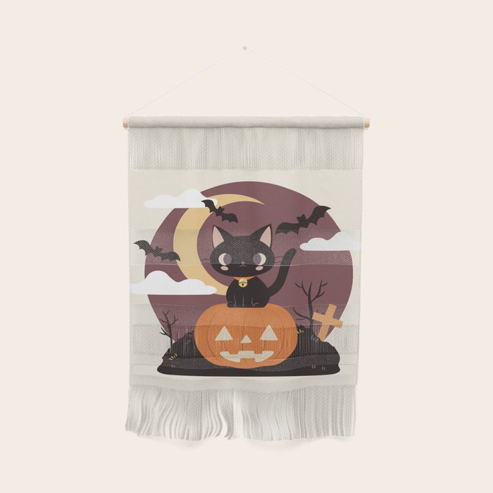 Spooky Cat on a Pumpkin Wall Hanging Gallery Image 1