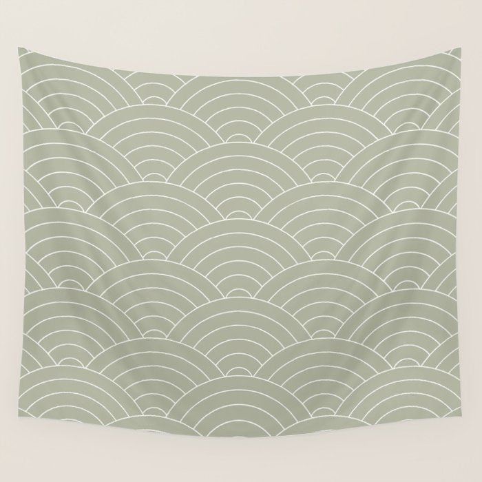 Waves (Linen Sage) Wall Tapestry Gallery Image 1