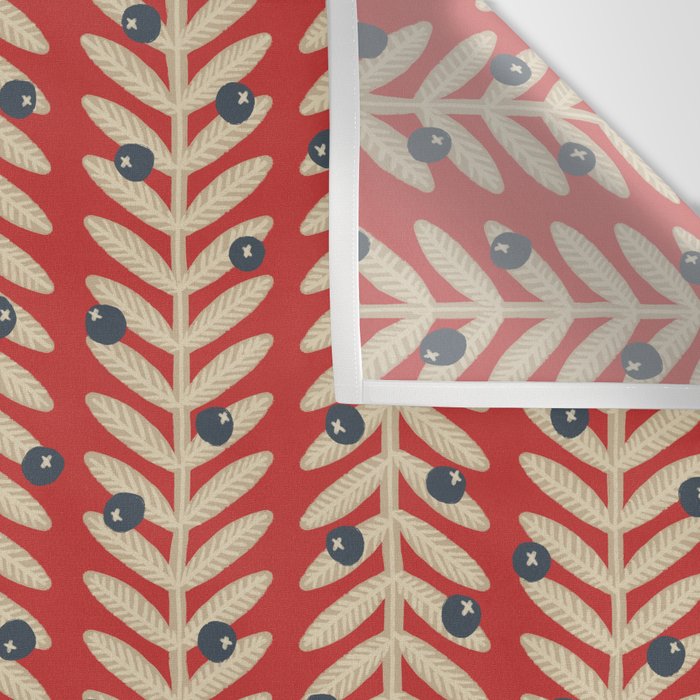 Festive Berries / Red, Beige & Blue Wall Tapestry Gallery Image 3