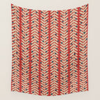 Festive Berries / Red, Beige & Blue Wall Tapestry Gallery Image 4