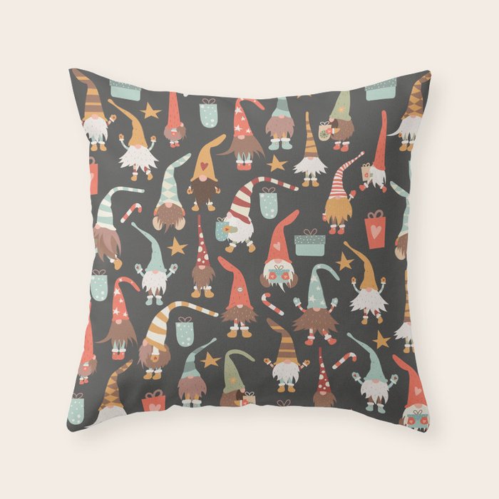 Christmas Gnomes Throw Pillow Gallery Image 1