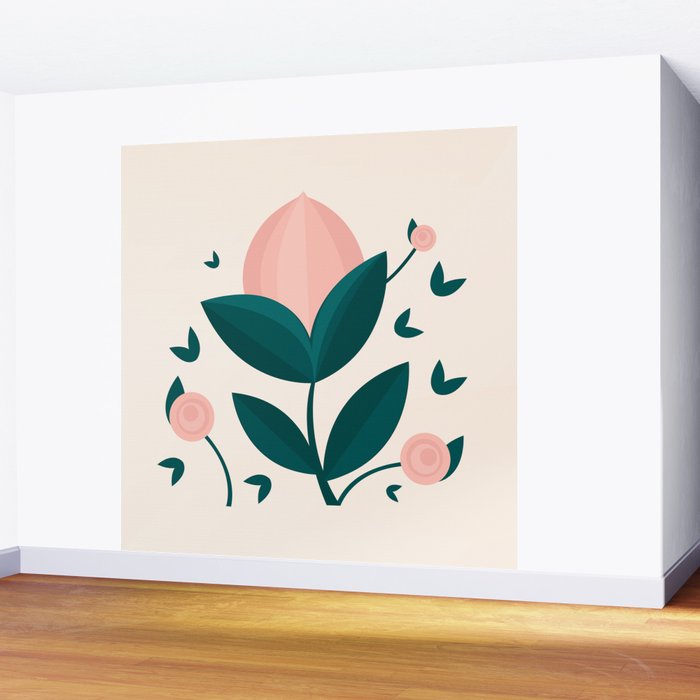 Pink flower Wall Mural Gallery Image 2